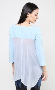 Myuna Back Sheer Top in Baby Blue