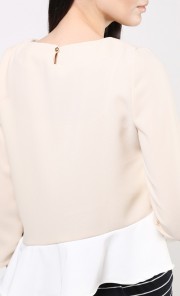 Eva Asymmetric Ruffle Bottom Top in Light Brown