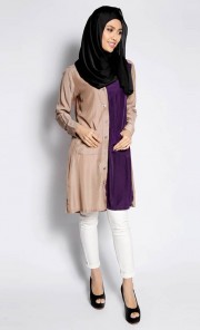 Sumayya Shirt in Khaki and Purple
