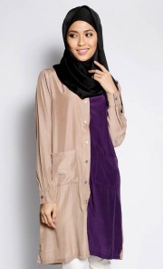 Sumayya Shirt in Khaki and Purple