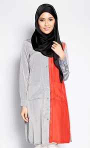 Sumayya Shirt in Grey and Fire Bricks