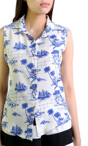 Island Print Top in Blue