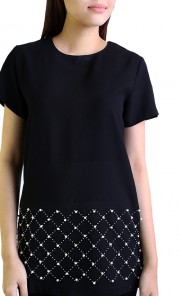 Pearl Beads Top in Black