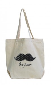 Bonjour Moustache Tote Bag