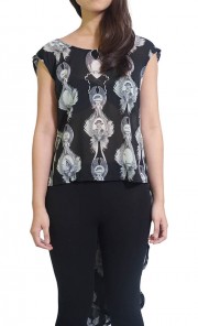 Skull Fishtail Top in Black