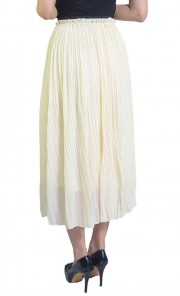 Pleated Chiffon Maxi Skirt in Cream