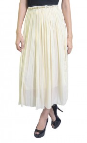 Pleated Chiffon Maxi Skirt in Cream
