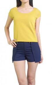 Textured Crop Top in Yellow