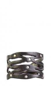 Snake Leather Cuff in Black