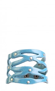 Snake Leather Cuff in Blue