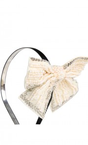 Ribbon Beading Headband in White