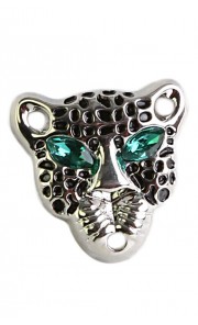 Leopard Crystal Earrings in Silver