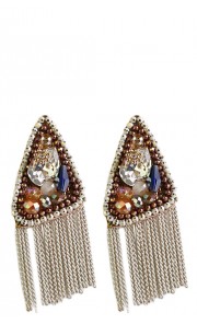 Beaded Embelishment Drop Earrings in White