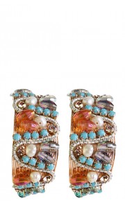 Beaded Embelishment Earrings in Blue