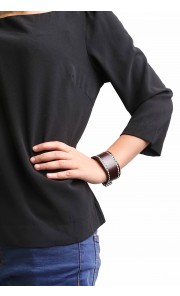 Leather Stitched Handculff in Brown