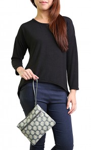 Leaf Main-Main Zipper Pouch in Grey