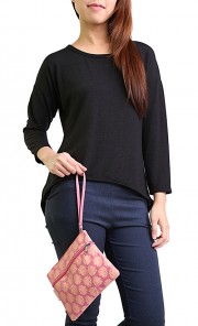 Leaf Main-Main Zipper Pouch in Pink