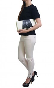 Kay El Snakeskin Zip Clutch in Black and White