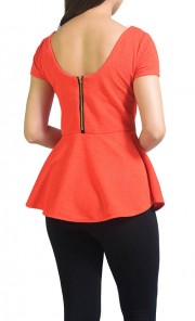 Wavy Peplum Top in Orange