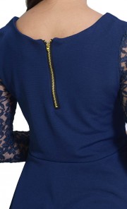 Dacey Lace Peplum Blouse in Blue