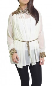 Leopard Print Blouse in White