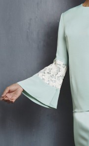 Lily Modern Kurung with Sequin Bell Sleeves in Turquoise
