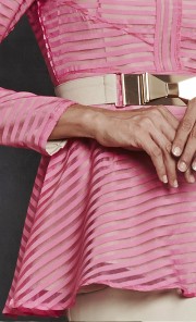 Lana Modern Peplum Kurung with Striped Panels in Pink