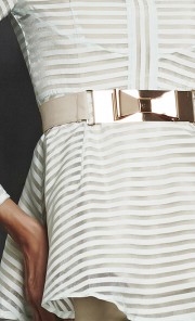 Lana Modern Peplum Kurung with Striped Panels in Turquoise