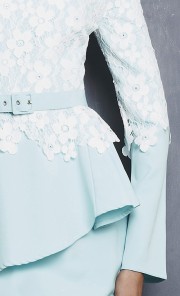 Lara Peplum Kurung with Uneven Lace in Green