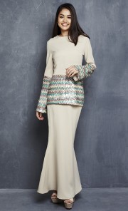Jameela Modern Kurung with Sequins in Nude