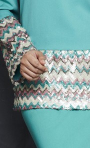Jameela Modern Kurung with Sequins in Turquoise