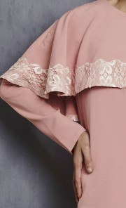 Linda Modern Kurung with Lace Cape in Pink