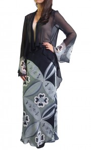 Batik Chiffon Cardigan and Pareo Set in Black