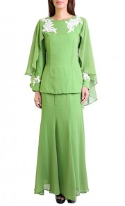 Jovvy Cape Kurung in Lime Green