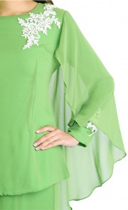 Jovvy Cape Kurung in Lime Green