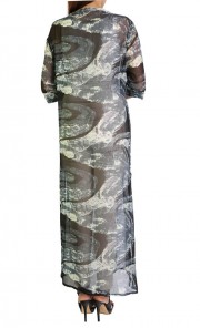 Maya Long Floral Print Cardigan in Grey 