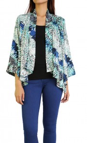 Leopard Print Cardigan in Blue 
