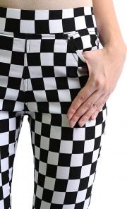 Checkered Printed Pants in Black and White