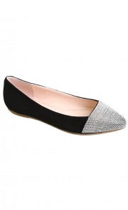 Diamonte Suede Soft Flats in Black