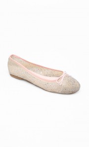 Lorie Mini Diamonte Ballet Flats in Apricot