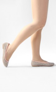 Lorie Mini Diamonte Ballet Flats in Apricot