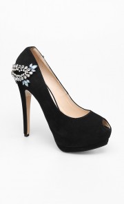 Ninie Encrusted Heel Pumps in Black