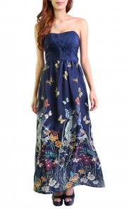 Butterfly Garden Maxi Dress in Navy