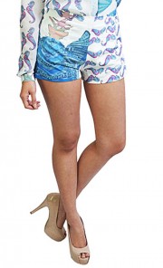 Seahorse Print Shorts in Blue 