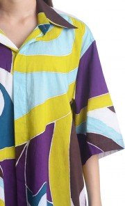 Orang Ulu Motif Cotton Short Sleeved Shirt in Teal