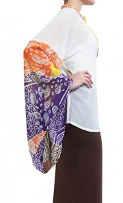 White Chiffon Magie Top Pua Sleeve Tapasery 