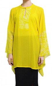 Lemon Yellow Chiffon Pua Kurta Top 