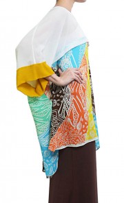 White Chiffon Colour Block Pua Tunic 