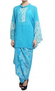 Turquoise Blue Pua Hermes Top with Pua Sarong 