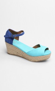 Woman Platform Wedges Shoes in Blue Mix 